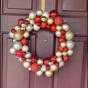 Red and Gold Ornament Wreath
